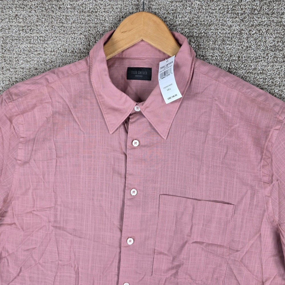 Todd Snyder Mens Summerweight Big Shirt Fading Rose Cotton Short Sleeve Large